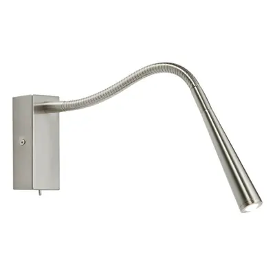 Adjustable LED Wall Light Warm White Brushed Chrome Flexible Bedside Task Lamp