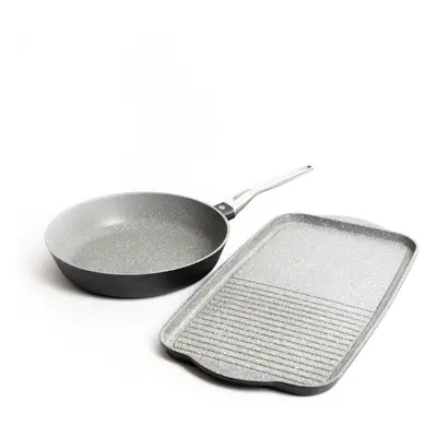 MasterClass Cast Aluminium Fry Pan 28cm,Sleeved MasterClass Cast Aluminium Dual Griddle Tray 46c