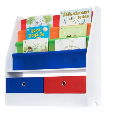 (Multi Colour) LIVIVO Colorful Children Book Shelf with Sling Storage Rack