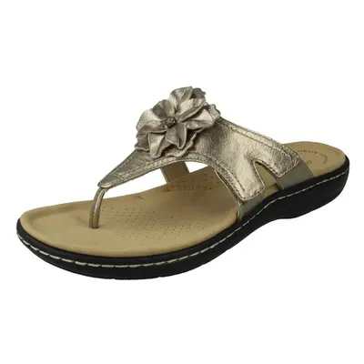 (Metallic, UK 6.5) Ladies Clarks Backless Toe-Post Sandals Laurieann Gema