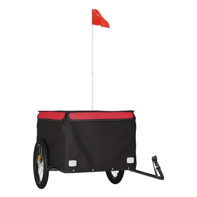 (red, x x cm) vidaXL Bike Cargo Trailer Bike Carriage Bicycle Wagon Trailer with Flag Iron