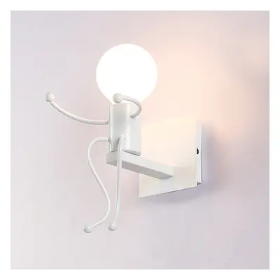 (White, Type B) LED Wall lamp Creative Mounted Iron Bedside Sconce Lamp for Kids Baby Room Livin