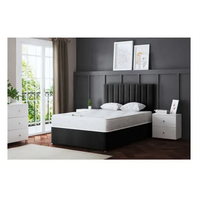 (Small Single, Black) Amelia Upholstered Divan Bed with Four Drawers