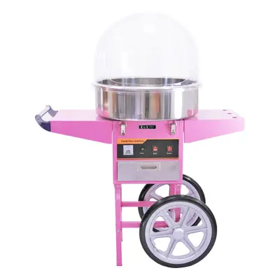 Candy Floss Machine Cotton Candy Maker Electric + Pink Cart & Acrylic Dome