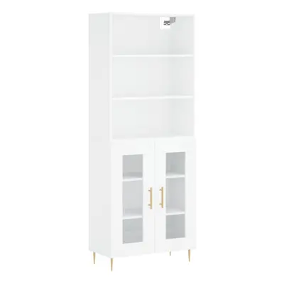 (white, glass doors) vidaXL Highboard Sideboard Cupboard Side Cabinet Grey Sonoma Engineered Woo