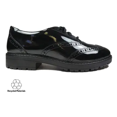 (7.5 (Children's)) Loxham Brogue Youth | Black Patent | Girls Lace Up School Shoes