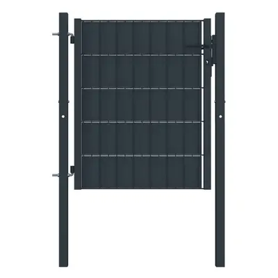 vidaXL Fence Gate PVC and Steel 100x101cm Anthracite Garden Yard Entrance Door