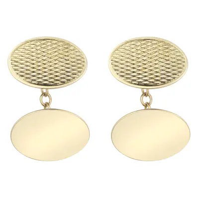 Jewelco London Men's Solid 9ct Yellow Gold Twin Oval Ogee Pattern Chain Linked Cufflinks - JCL03