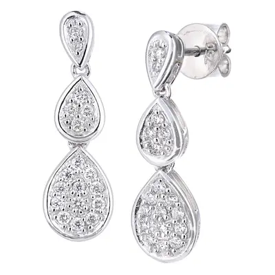 Jewelco London 18ct White Gold Round 1/4ct Diamond Teardrop Drop Earrings - PE0AXL5587W18