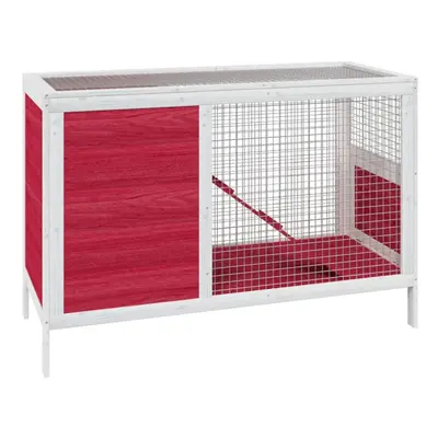 (red) vidaXL Rabbit Hutch Rabbit Run Bunny House Wooden Animal House Solid Wood Pine