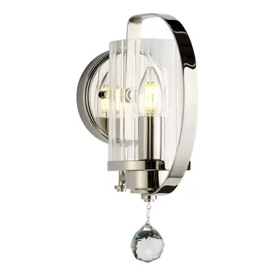 Wall Light Sconce Highly Polished Nickel Finish Plated LED E14 60W Bulb