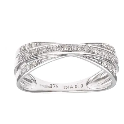 (L) Jewelco London 9ct White Gold Diamond Ring In Crossover Design - PR0AXL8634W