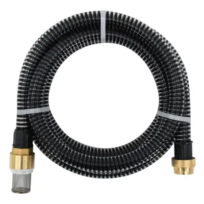 vidaXL Suction Hose Garden Hose Pipe with Brass Connectors Black 1.1" m PVC