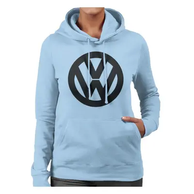 (2XL, Sky Blue) Volkswagen Black VW Classic Logo Women's Hooded Sweatshirt