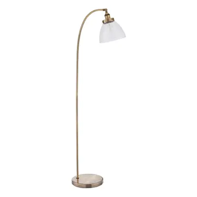 Curved Arm Floor Lamp Antique Brass Tall Free Standing Metal Retro Reading Light