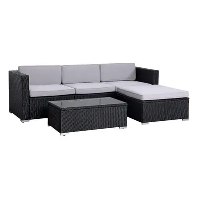 (Black, Without Cover) EVRE California seater Rattan Outdoor Garden Set