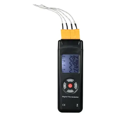 4-Channel K-Type Digital LCD Thermometer Thermocouple Sensor -50~1350C/-58~2462F Data Hold Funct