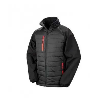 (S, Black/Red) Result Mens Black Compass Padded Soft Shell Jacket