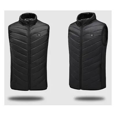 (Black, 2XL) Electric Vest Heated Jacket Heating Area USB Thermal Warm Winter Body Warmer