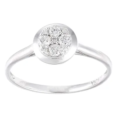 (K) Jewelco London 9ct White Gold Women Round Diamond Engagement Ring