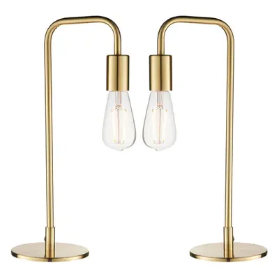 2 PACK Modern Hangman Table Lamp Brass Industrial Arm Bedside Desk Light Base