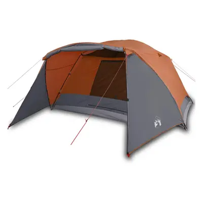 vidaXL Camping Tent Persons Portable Dome Tent Grey and Orange 190T Taffeta