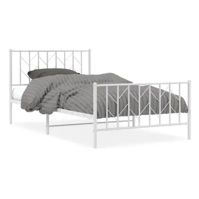 (white, x cm/ with headboard & footboard) vidaXL Metal Bed Frame with Headboard Mattress Foundat