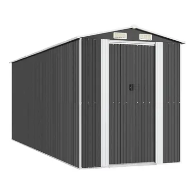 (192 x x cm (L x W x H)) vidaXL Garden Shed Galvanised Steel Outdoor Tool Storage Patio Lawn Too