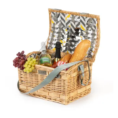 LIVIVO Luxury 4-Person Traditional Picnic Hamper - Wicker Willow Basket