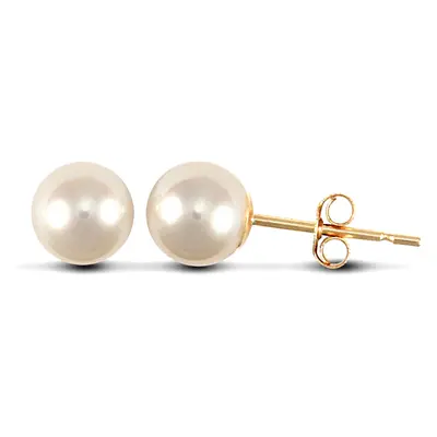 Jewelco London Ladies 9ct Yellow Gold Seawater Cultured Akoya Pearl Full Moon Stud Earrings 5.5-