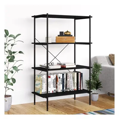 vidaXL 4-Tier Shelving Unit Black Home Decor Bookcase Bookshelf Standing Shelf