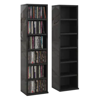 HOMCOM Set of CD Storage Units with Adjustable Shelves High Gloss Black