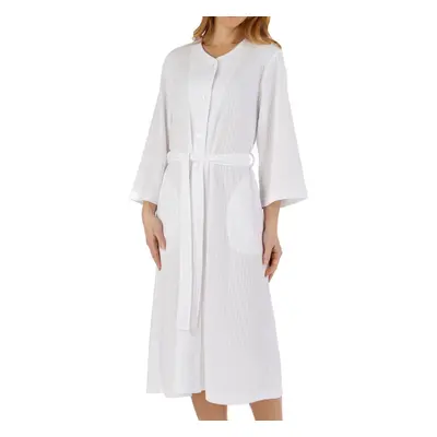 (White, Small - UK 10/12) Slenderella Ladies Lightweight Waffle Button Up Robe Dressing Gown