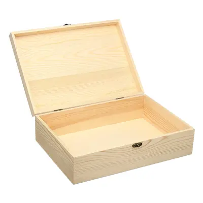 (L) Wooden Vintage Treasure Chest Wood Jewelry Storage Box Case Organiser Ring