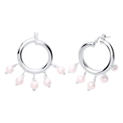 Jewelco London Ladies Sterling Silver Simulated Pearl Chandelier Droplets Hoop Drop Earrings 19m