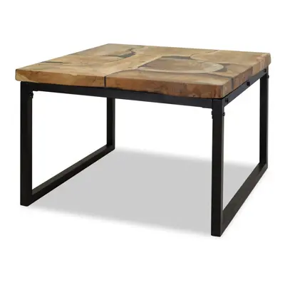 Coffee Table Teak Resin 60x60x40 cm Black and Brown