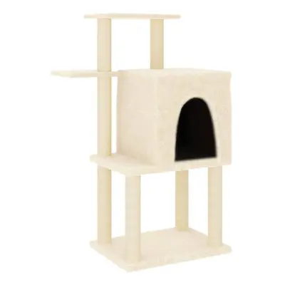 (cream) vidaXL Cat Tree with Sisal Scratching Posts Pet Cat Scratch Tower Light Grey