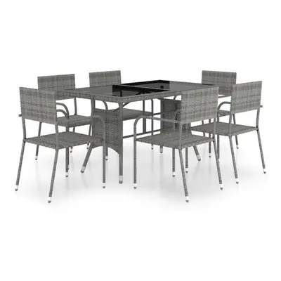 vidaXL Garden Dining Set Piece Poly Rattan Anthracite & Grey Table Chairs