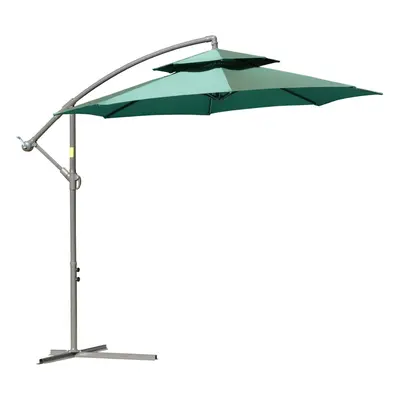 Outsunny 2.7m Cantilever Banana Parasol Outdoor Sun Shade w/ Crank, Green