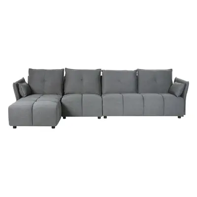 Right Hand Fabric Corner Sofa Dark Grey TOMRA