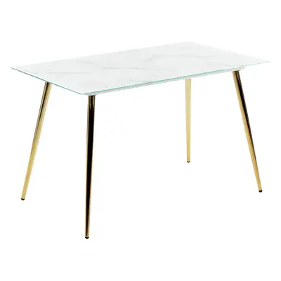 Dining Table MULGA White Marble cm cm Tempered Glass