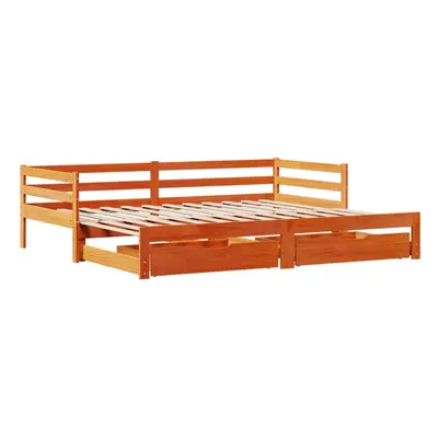 vidaXL Daybed with Trundle and Drawers Wax Brown 90x200 cm Solid Wood Pine