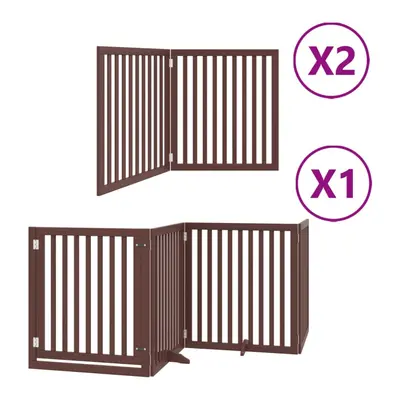 (brown, x x cm/ pcs) vidaXL Dog Gate with Door Foldable Panels Dog Fence Pet Gate Poplar Wood