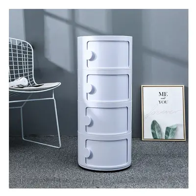 (White) 4-Tier Round Drawer Storage Unit Organizer