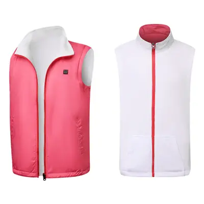 (Pink, S) Electric USB Winter Heated Vest Men Women Heating Jacket Winter Body Warmer