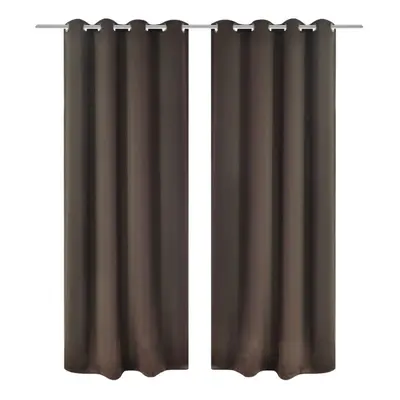 vidaXL 2x Blackout Curtains with Metal Rings 135x245cm Brown Blinds Drapes