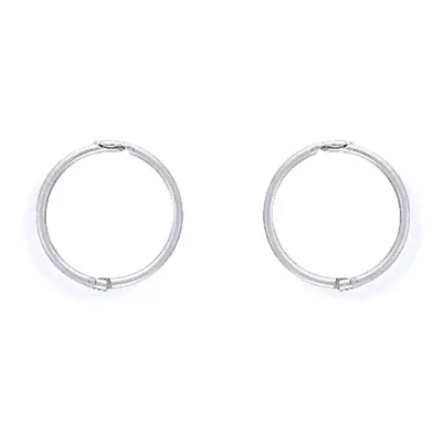 Jewelco London Ladies 9ct White Gold - 1mm Thick Hinged Sleeper Hoop Earrings - 11mm - SENR02983