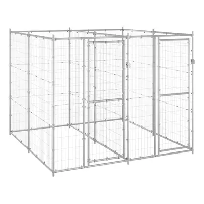 vidaXL Outdoor Dog Kennel Galvanised Steel 4.84 m? Puppy Enclosure Dog Cage