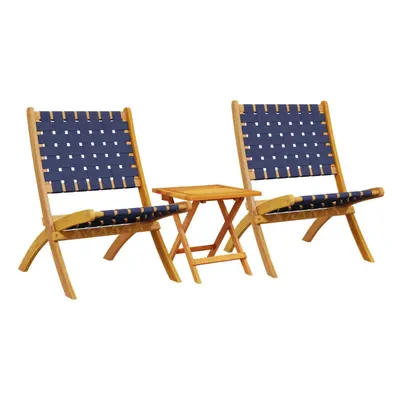 vidaXL Folding Garden Chairs pcs & Table Dining Chair Dark Blue Solid Wood