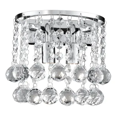 Chrome Half Round Wall Light With Crystal Ball Drops